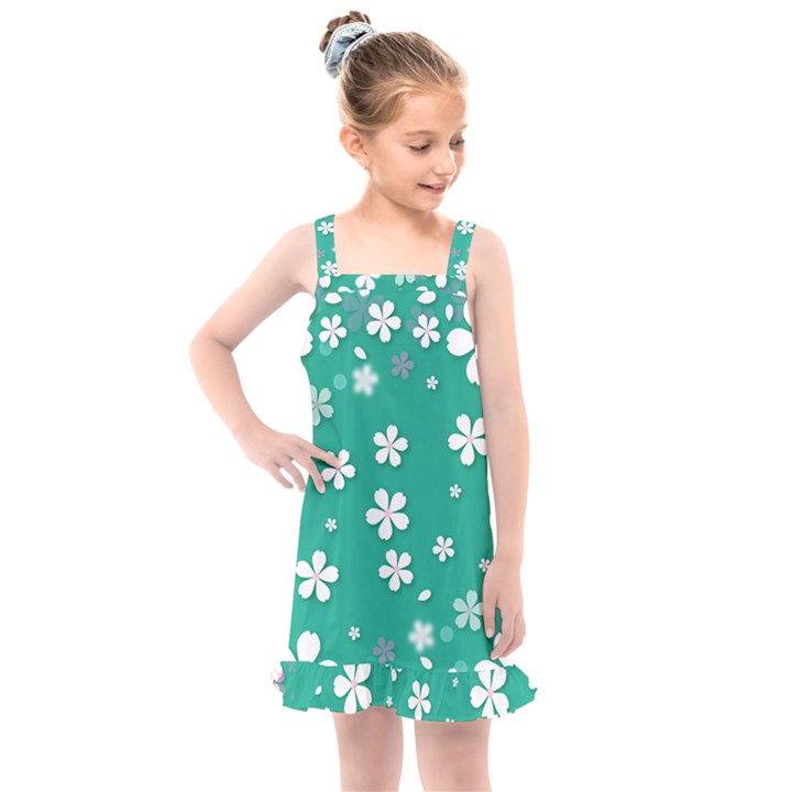 Illustration Background Daisy Flower Floral Kids  Overall Dress