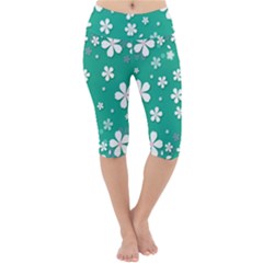 Illustration Background Daisy Flower Floral Lightweight Velour Cropped Yoga Leggings by danenraven