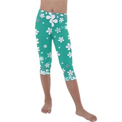 Illustration Background Daisy Flower Floral Kids  Lightweight Velour Capri Leggings  by danenraven