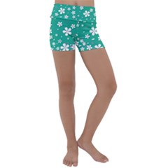 Illustration Background Daisy Flower Floral Kids  Lightweight Velour Yoga Shorts by danenraven