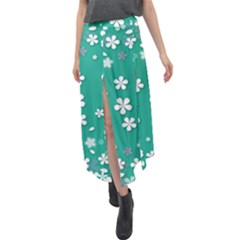 Illustration Background Daisy Flower Floral Velour Split Maxi Skirt by danenraven