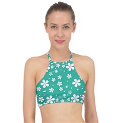 Illustration Background Daisy Flower Floral Racer Front Bikini Top by danenraven