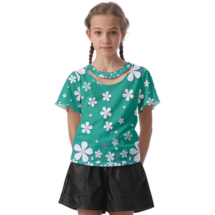 Illustration Background Daisy Flower Floral Kids  Front Cut Tee