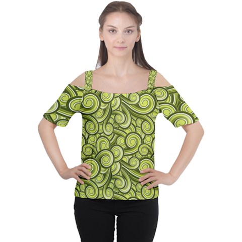 Flower Floral Flora Green Cutout Shoulder Tee by danenraven