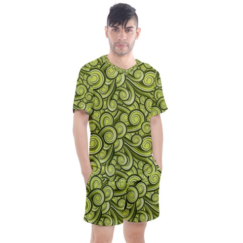 Flower Floral Flora Green Men s Mesh Tee And Shorts Set by danenraven