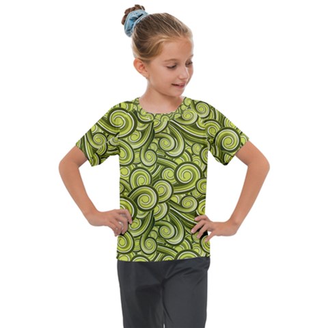 Flower Floral Flora Green Kids  Mesh Piece Tee by danenraven