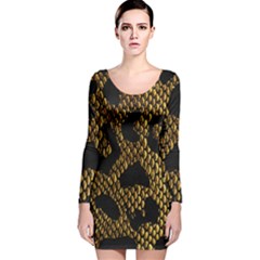 Metallic Snake Skin Pattern Long Sleeve Velvet Bodycon Dress