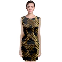 Metallic Snake Skin Pattern Sleeveless Velvet Midi Dress