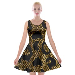 Metallic Snake Skin Pattern Velvet Skater Dress