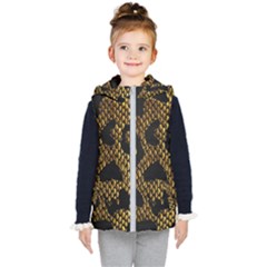 Metallic Snake Skin Pattern Kids  Hooded Puffer Vest