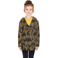 Metallic Snake Skin Pattern Kids  Double Breasted Button Coat by BangZart