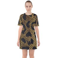 Metallic Snake Skin Pattern Sixties Short Sleeve Mini Dress by BangZart