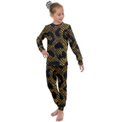 Metallic Snake Skin Pattern Kids  Long Sleeve Set 