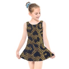 Metallic Snake Skin Pattern Kids  Skater Dress Swimsuit by BangZart