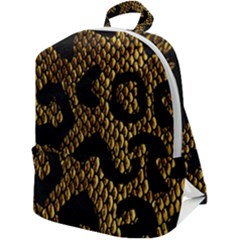 Metallic Snake Skin Pattern Zip Up Backpack by BangZart