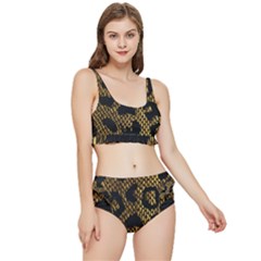 Metallic Snake Skin Pattern Frilly Bikini Set by BangZart