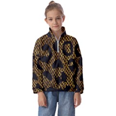 Metallic Snake Skin Pattern Kids  Half Zip Hoodie