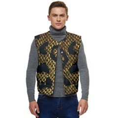 Metallic Snake Skin Pattern Men s Short Button Up Puffer Vest	