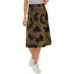 Metallic Snake Skin Pattern Midi Panel Skirt by BangZart