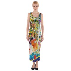 Multicolor Anime Colors Colorful Fitted Maxi Dress by BangZart