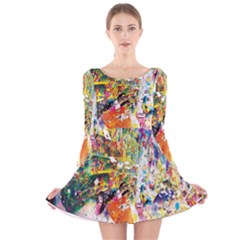 Multicolor Anime Colors Colorful Long Sleeve Velvet Skater Dress