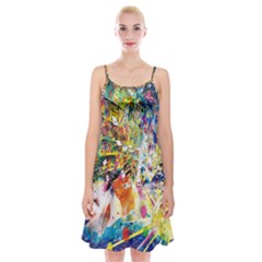 Multicolor Anime Colors Colorful Spaghetti Strap Velvet Dress