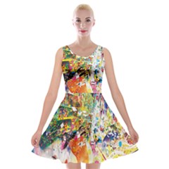 Multicolor Anime Colors Colorful Velvet Skater Dress