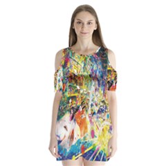 Multicolor Anime Colors Colorful Shoulder Cutout Velvet One Piece