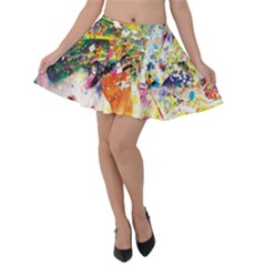 Multicolor Anime Colors Colorful Velvet Skater Skirt