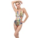 Multicolor Anime Colors Colorful Plunging Cut Out Swimsuit View1