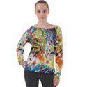 Multicolor Anime Colors Colorful Off Shoulder Long Sleeve Velour Top View1