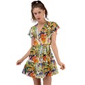 Multicolor Anime Colors Colorful Flutter Sleeve Wrap Dress View1