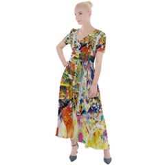 Multicolor Anime Colors Colorful Button Up Short Sleeve Maxi Dress by BangZart