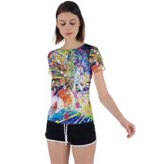 Multicolor Anime Colors Colorful Back Circle Cutout Sports Tee by BangZart