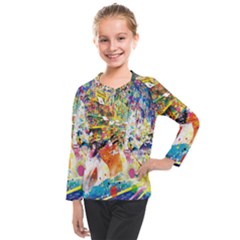 Multicolor Anime Colors Colorful Kids  Long Mesh Tee