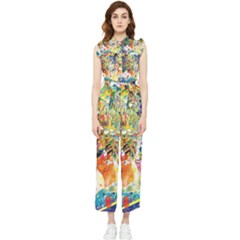 Multicolor Anime Colors Colorful Women s Frill Top Chiffon Jumpsuit by BangZart