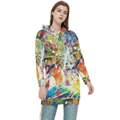 Multicolor Anime Colors Colorful Women s Long Oversized Pullover Hoodie