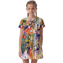 Multicolor Anime Colors Colorful Kids  Asymmetric Collar Dress by BangZart