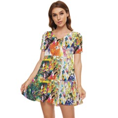 Multicolor Anime Colors Colorful Tiered Short Sleeve Babydoll Dress by BangZart