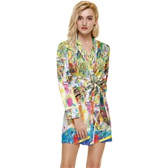 Multicolor Anime Colors Colorful Long Sleeve Satin Robe by BangZart