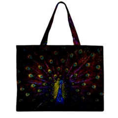 Beautiful Peacock Feather Zipper Mini Tote Bag