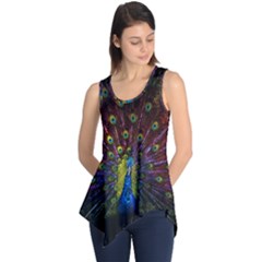 Beautiful Peacock Feather Sleeveless Tunic