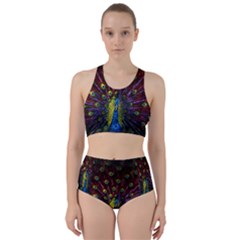 Beautiful Peacock Feather Racer Back Bikini Set