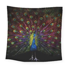 Beautiful Peacock Feather Square Tapestry (large)