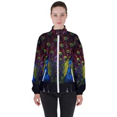 Beautiful Peacock Feather Women s High Neck Windbreaker by Jancukart