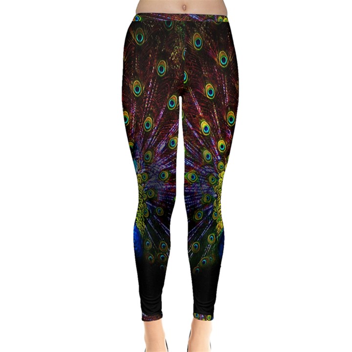 Beautiful Peacock Feather Inside Out Leggings