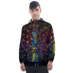 Beautiful Peacock Feather Men s Front Pocket Pullover Windbreaker