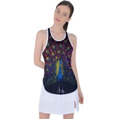 Beautiful Peacock Feather Racer Back Mesh Tank Top