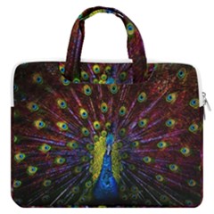 Beautiful Peacock Feather Macbook Pro 16  Double Pocket Laptop Bag  by Jancukart