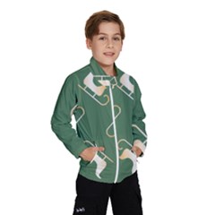 Gold Santa s Sleigh Green Print Kids  Windbreaker by TetiBright